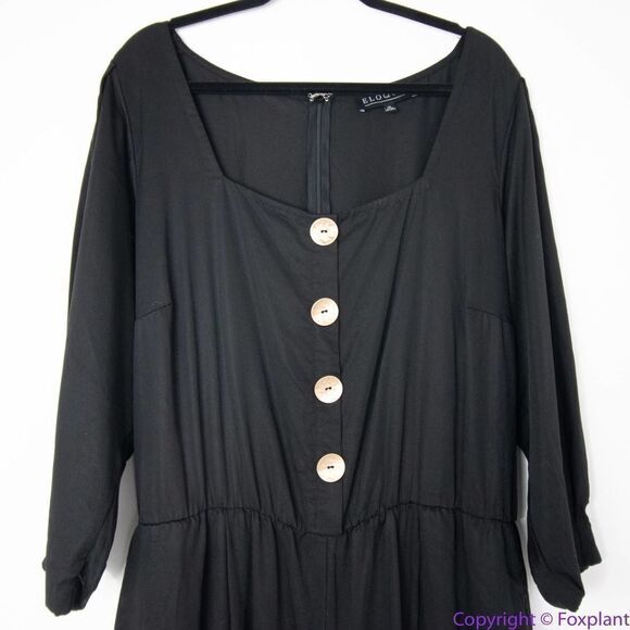 NEW Eloquii black Cropped Jumpsuit with Button Front, 20 - Picture 4 of 16